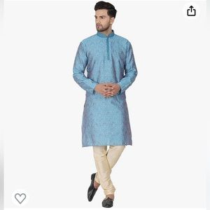 Men’s Indian Art Silk Kurta Wedding Attire/Party Wear Set